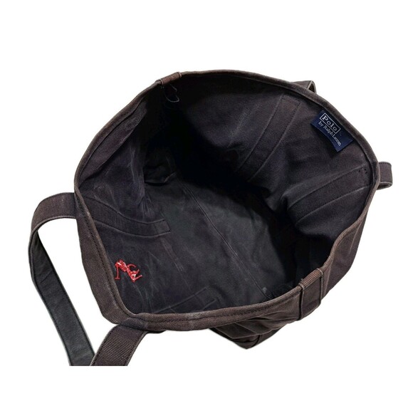 Vintage Polo Ralph Lauren Boat Tote  Canvas Heavy Duty Bag Brown Red Distressed - Picture 8 of 9